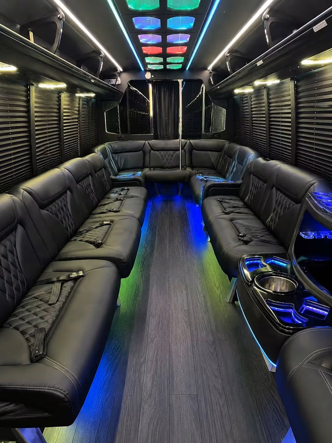 15 passenger party bus interior