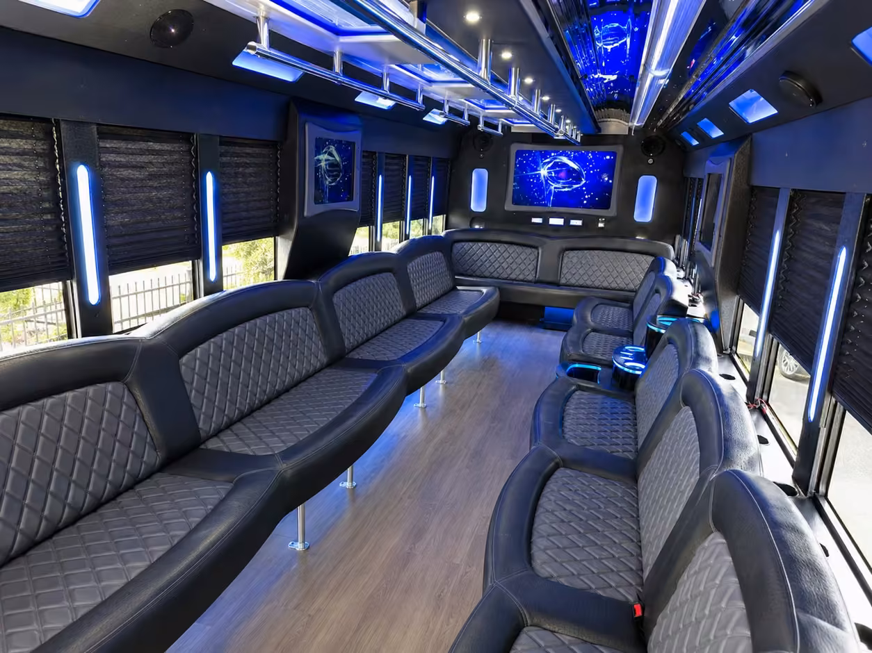 18 passenger party bus inside