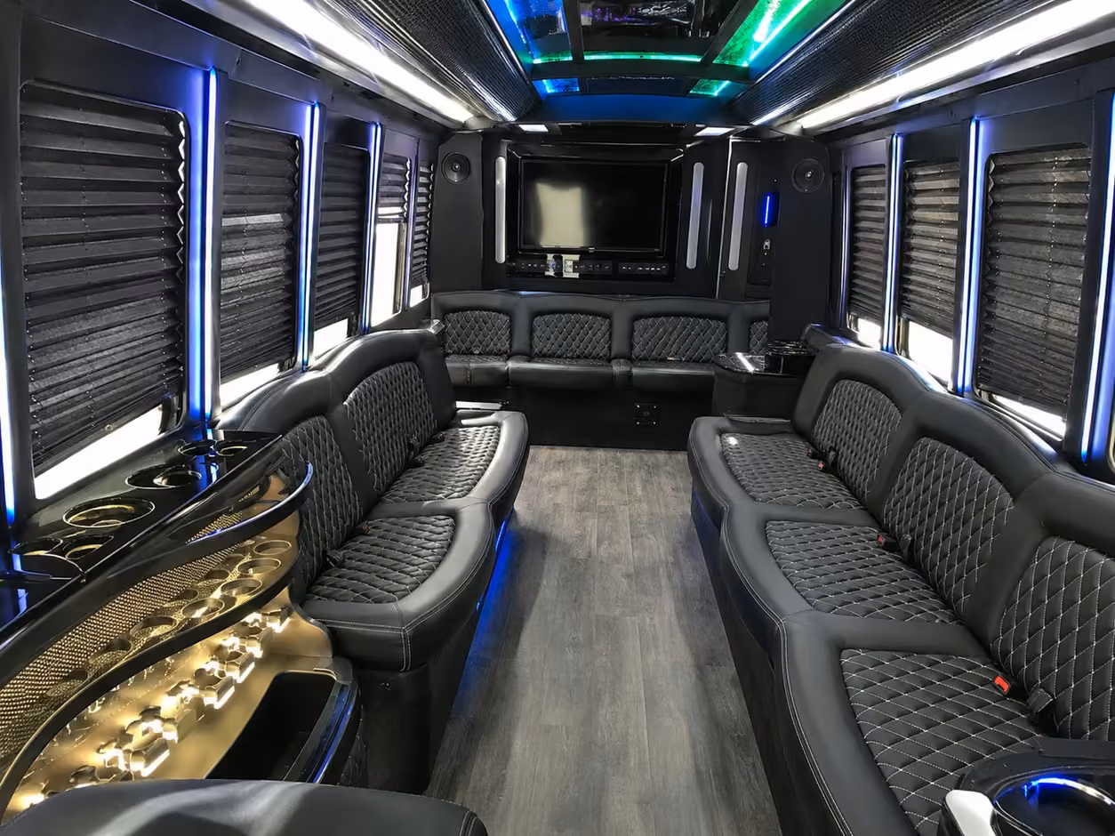 18 passenger party bus interior