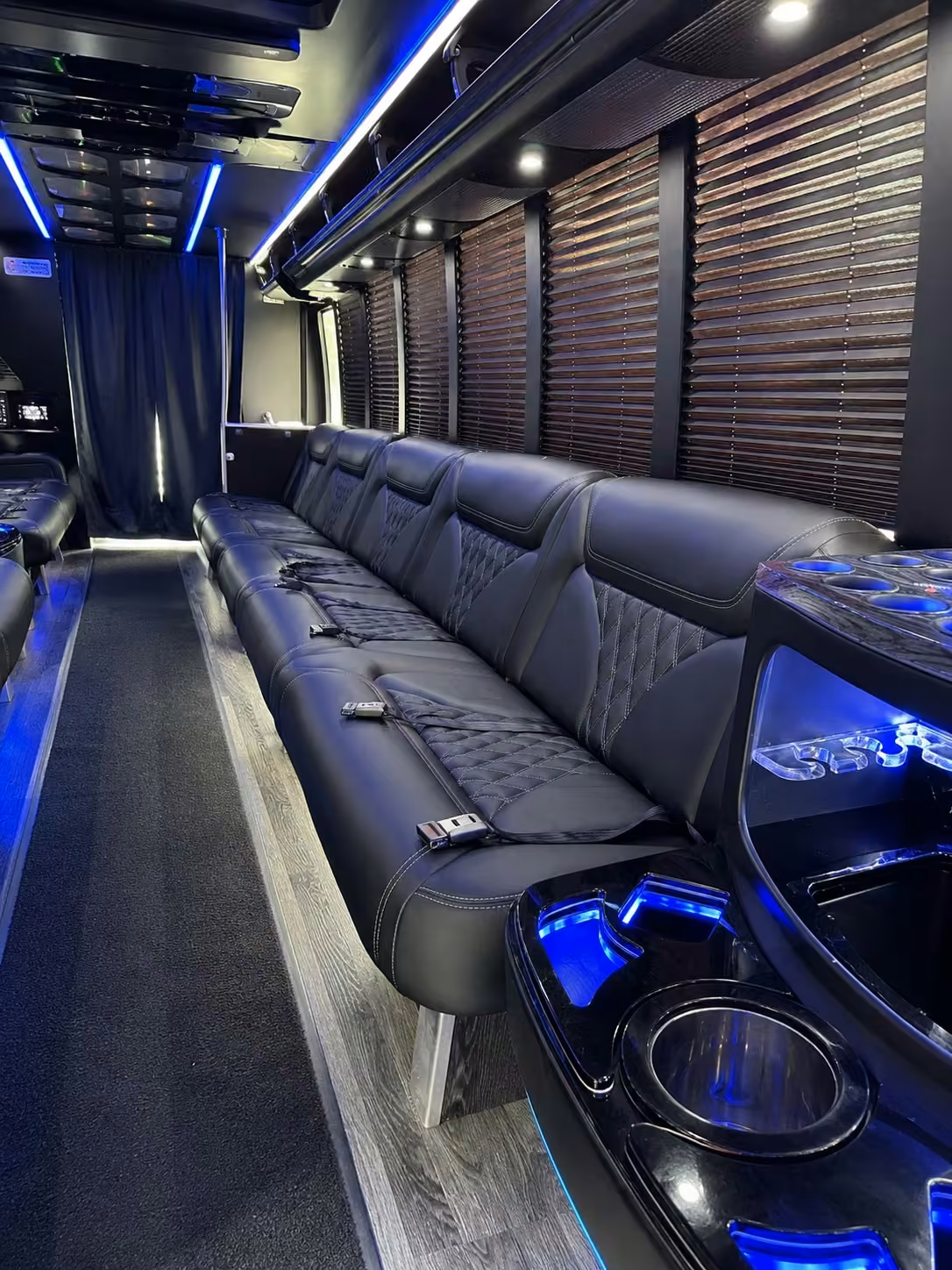 20 passenger party bus inside