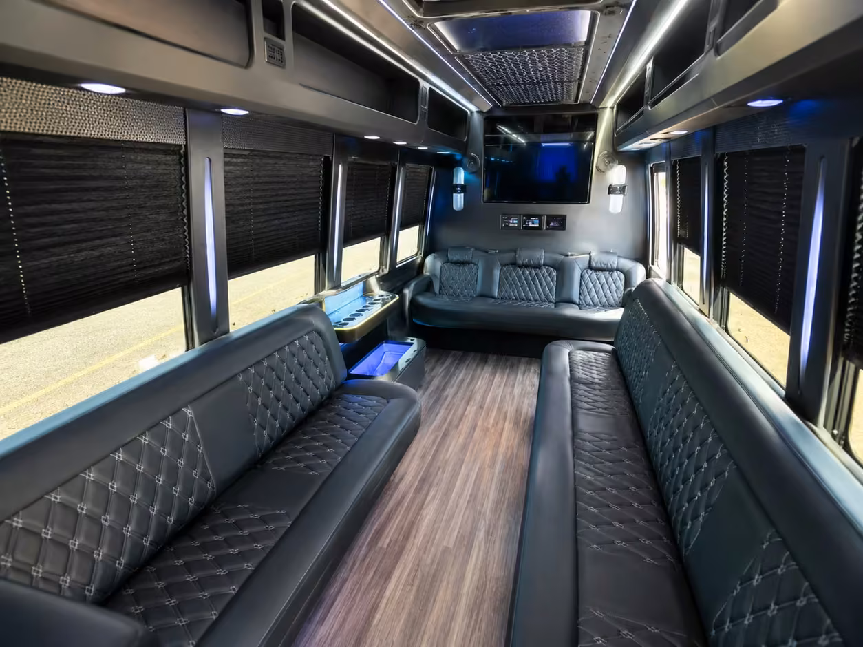 25 passenger party bus inside