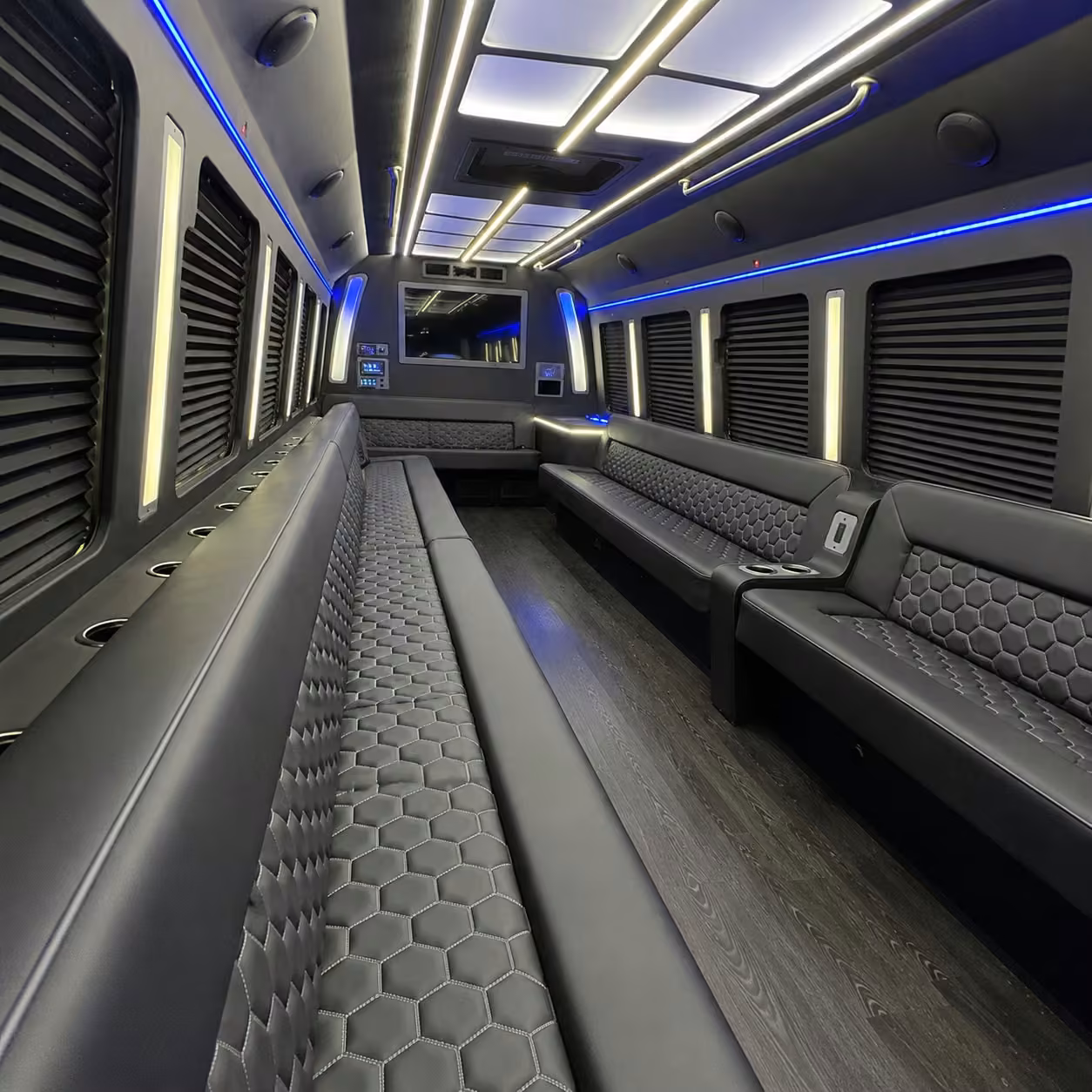 30 passenger party bus inside